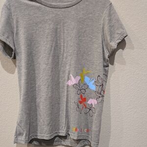 NEW BALANCE Gray Tee with Colorful Butterfly Design